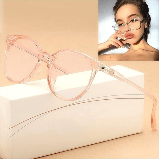 Translucent Round Clear Lens Glasses Lightweight Anti Light Glasses