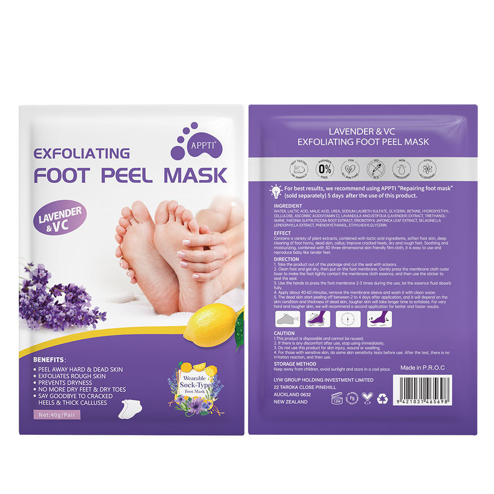 Lavender Foot Peel Mask Exfoliating Foot Care 5 Pairs