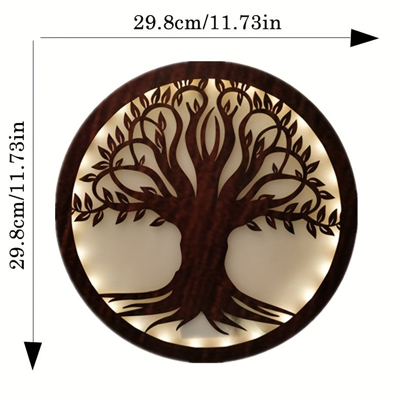 LED Tree Of Life Shape Lamp Retro Wooden Home Decoration