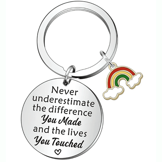 Teachers Key Chain Stainless Steel Rainbow Pendant Gift