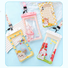 Cartoon Waterproof Touch Screen Phone Cover Neck Hanging Dry Bag