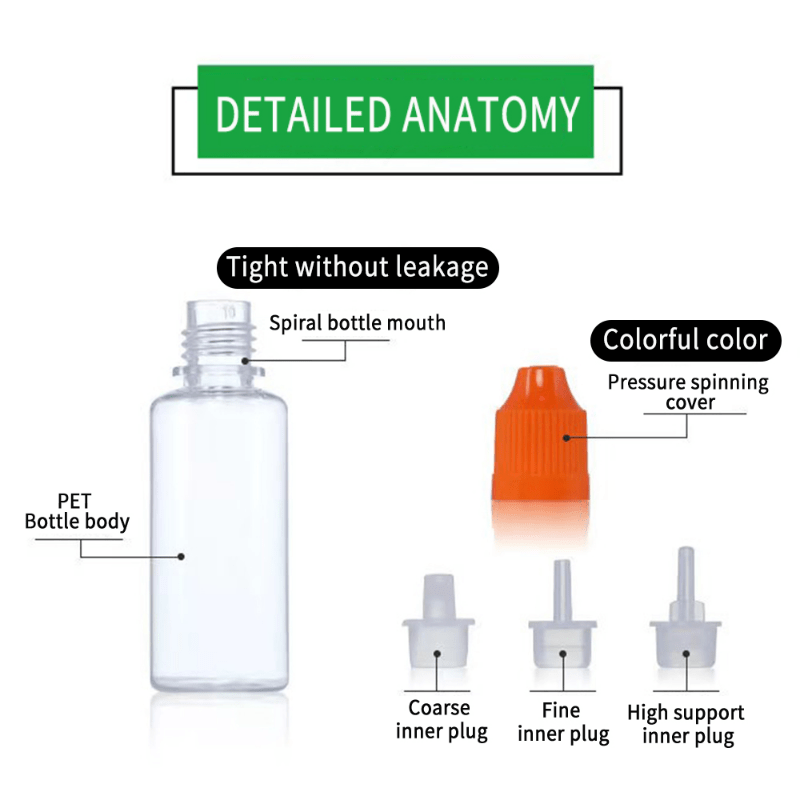 5pcs 5ML-50ML Eyes Liquid Dropper Refillable Bottles Empty Plastic Travel Paint