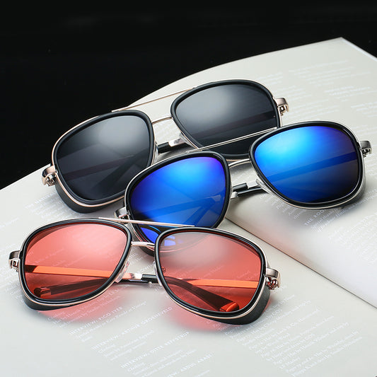 Oversized Square Aviator Sunglasses Vintage Mixed Golden Frame