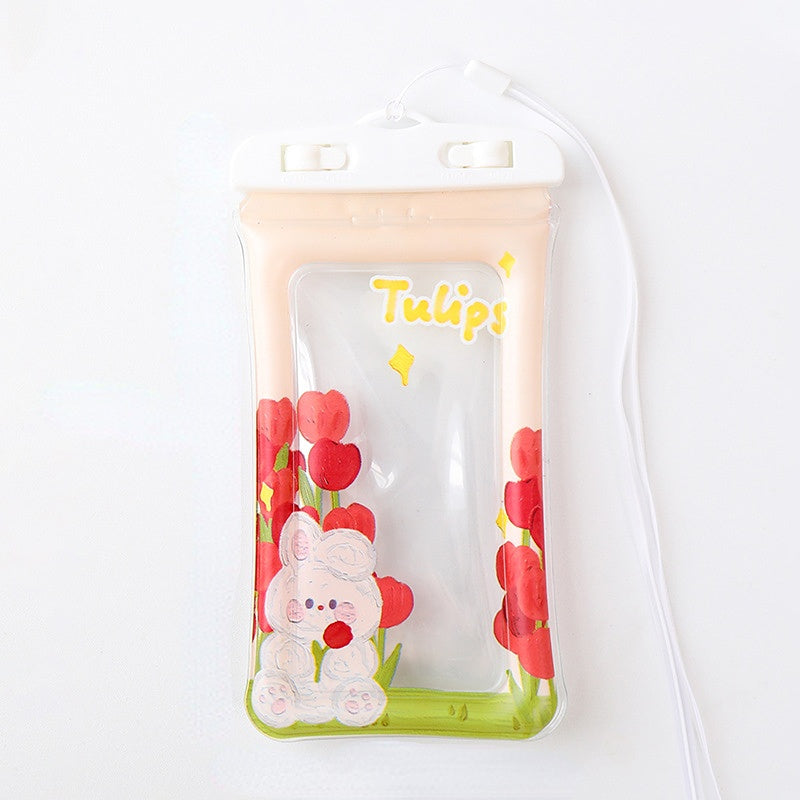 Cartoon Waterproof Touch Screen Phone Cover Neck Hanging Dry Bag