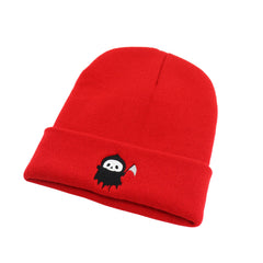 Ghost Embroidered Beanie Halloween Knitted Hat Hip Hop Warm Skull Cap