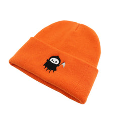 Ghost Embroidered Beanie Halloween Knitted Hat Hip Hop Warm Skull Cap