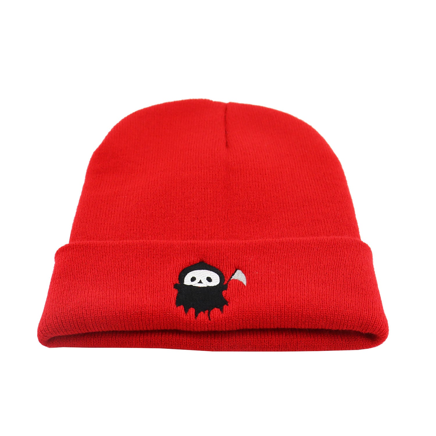 Ghost Embroidered Beanie Halloween Knitted Hat Hip Hop Warm Skull Cap