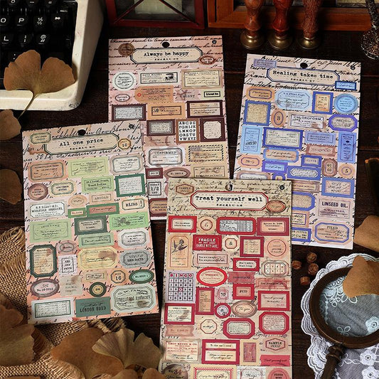 Vintage Label Sticker Bill Collection DIY Journal Collage Decorative Sticker