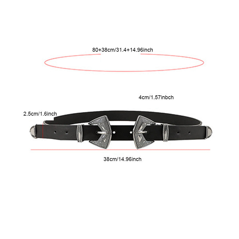 Women Men Retro Belt Punk 2 Personalized Wide PU Leather