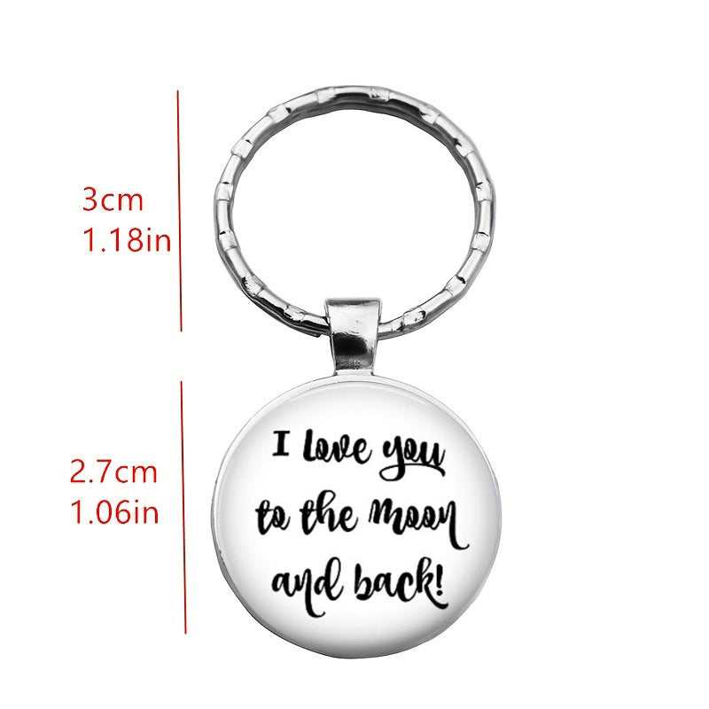 I Love You To The Moon And Back Time Stone Keychain