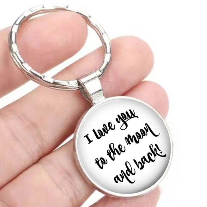 I Love You To The Moon And Back Time Stone Keychain
