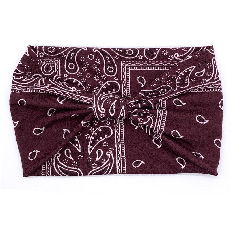 Women Knotted Turban Headband Elastic Non Slip Hairbands Floral