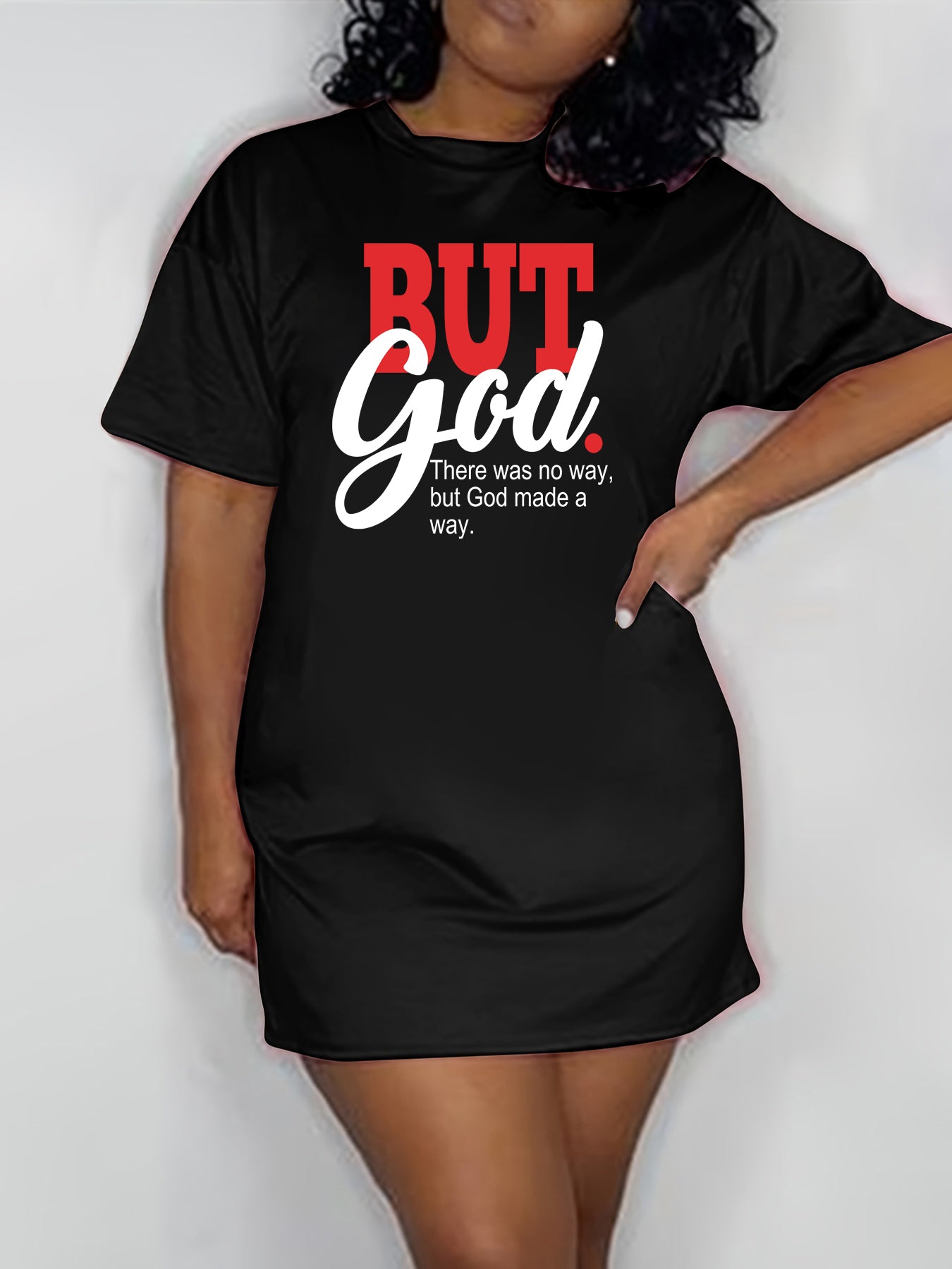  Casual Dress Women's Plus Letter Print Short Sleeve Summer T shirt Dre