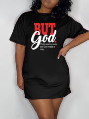  Casual Dress Women's Plus Letter Print Short Sleeve Summer T shirt Dre