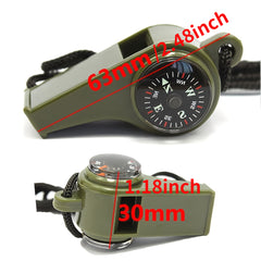 Survival Whistle Compass Thermometer Emergency Signal for Outdoor Camping Hiking