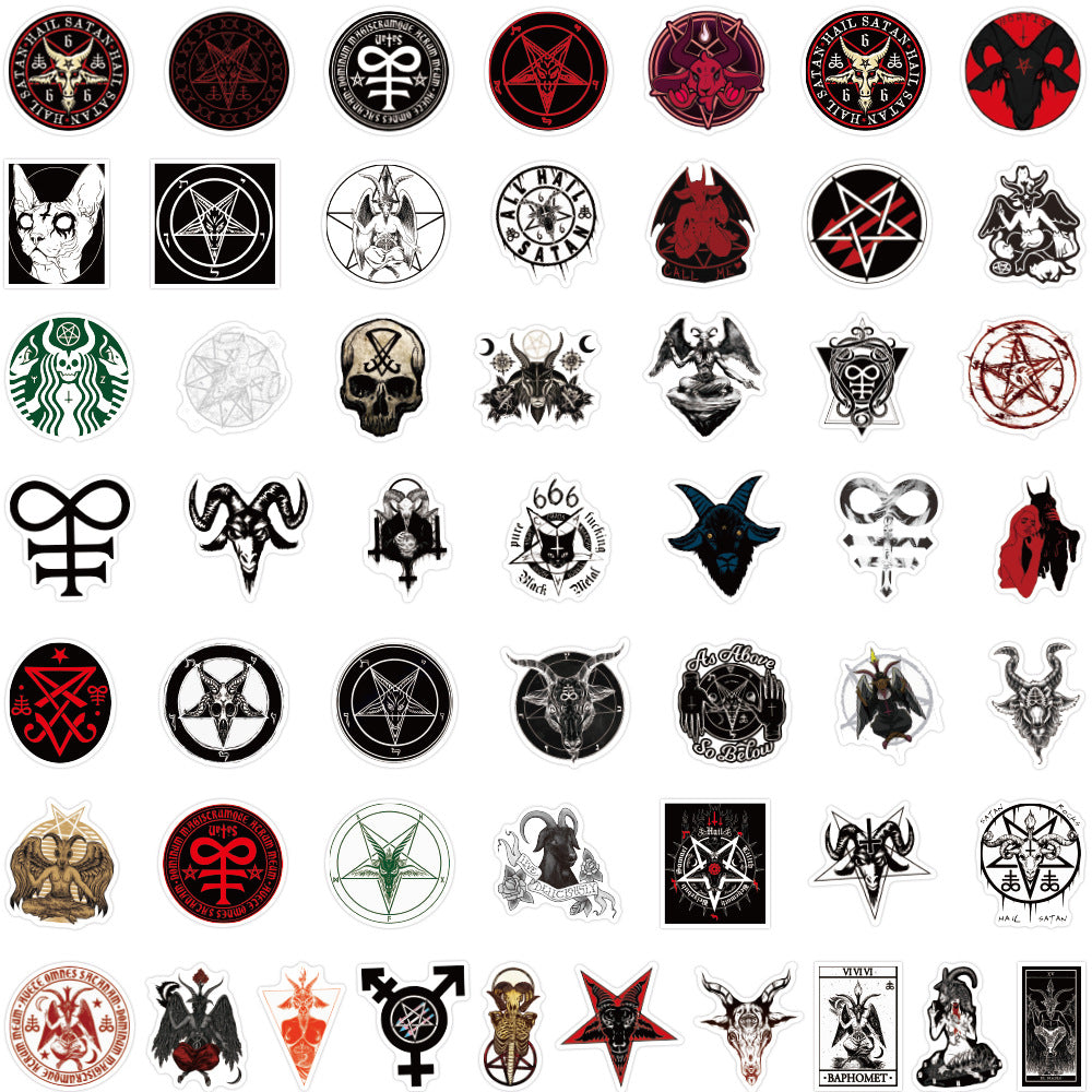 50pcs Unique Satan Inspired Decorative Stickers - Laptop, Refrigerator Decals