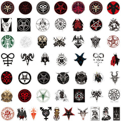 50pcs Unique Satan Inspired Decorative Stickers - Laptop, Refrigerator Decals