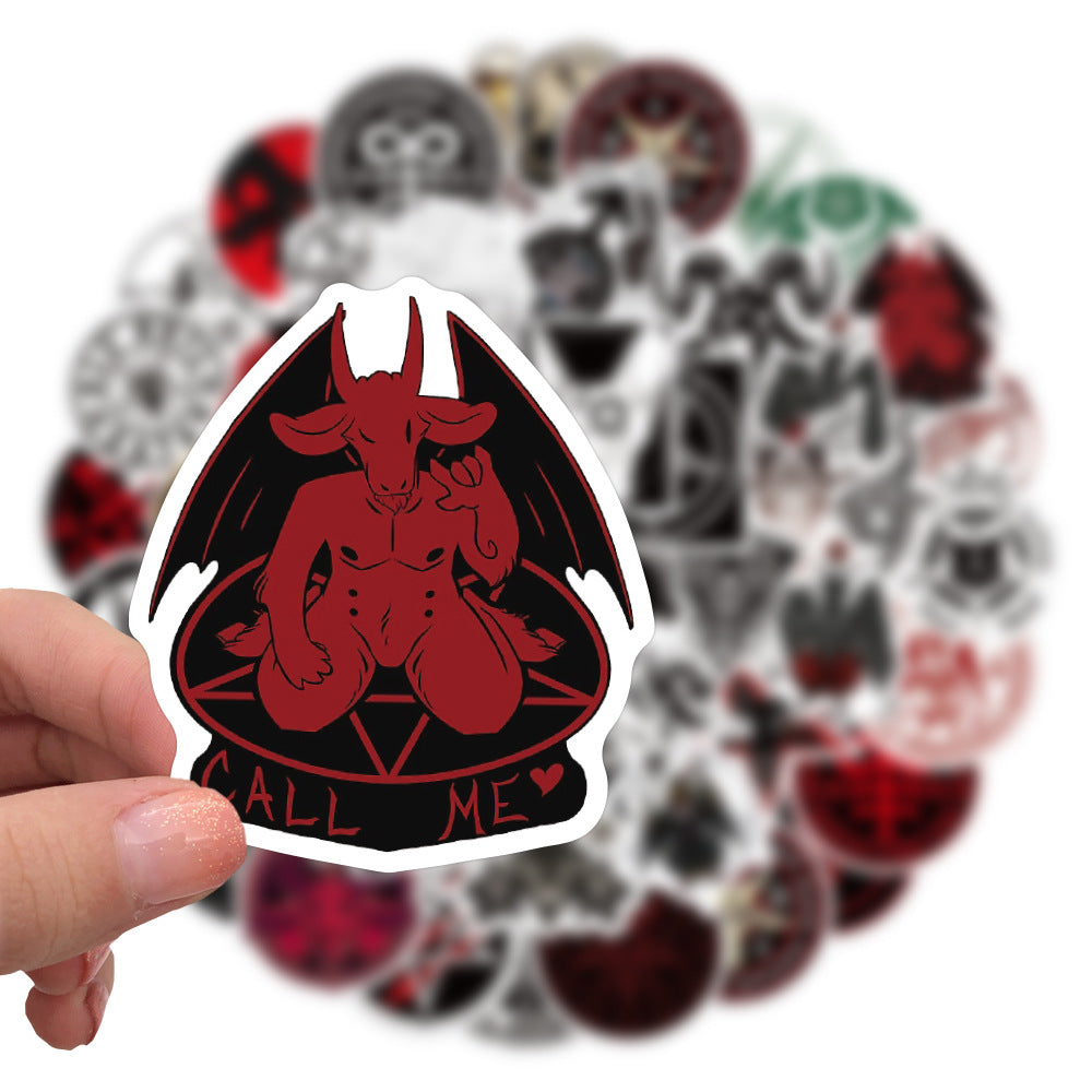 50pcs Unique Satan Inspired Decorative Stickers - Laptop, Refrigerator Decals