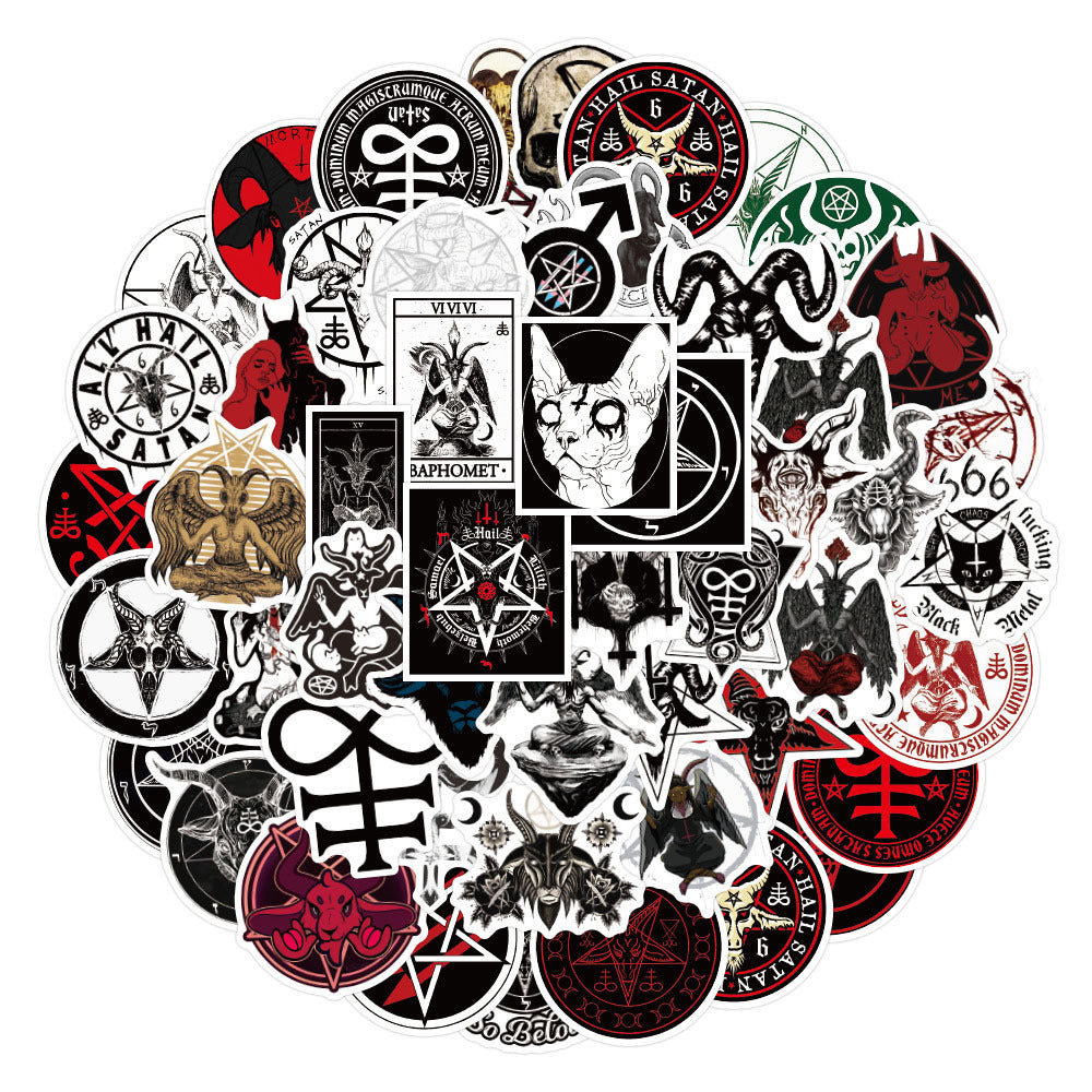 50pcs Unique Satan Inspired Decorative Stickers - Laptop, Refrigerator Decals
