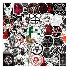 50pcs Unique Satan Inspired Decorative Stickers - Laptop, Refrigerator Decals
