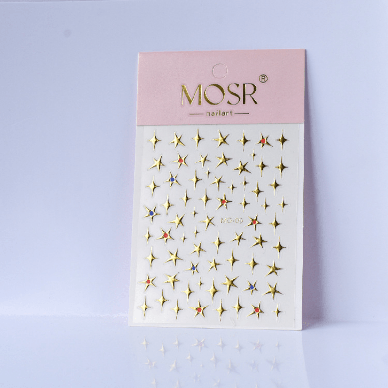 Golden Foil Bronzing Star Totem Heart Nail Sticker