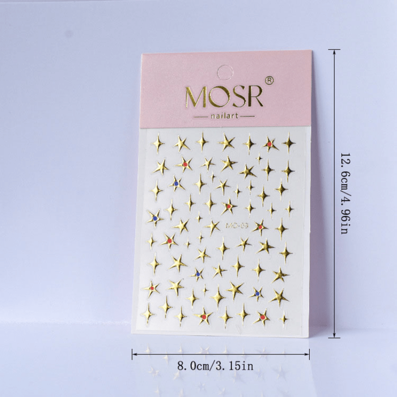 Golden Foil Bronzing Star Totem Heart Nail Sticker
