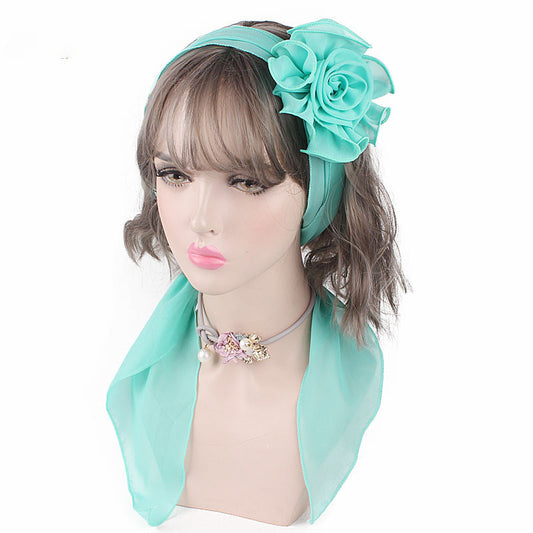 Women's Flower Streamer Hair Accessory Neck Scarf Headband