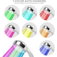 7 Colors Changing LED Shower Head Rainfall Shower Sprayer