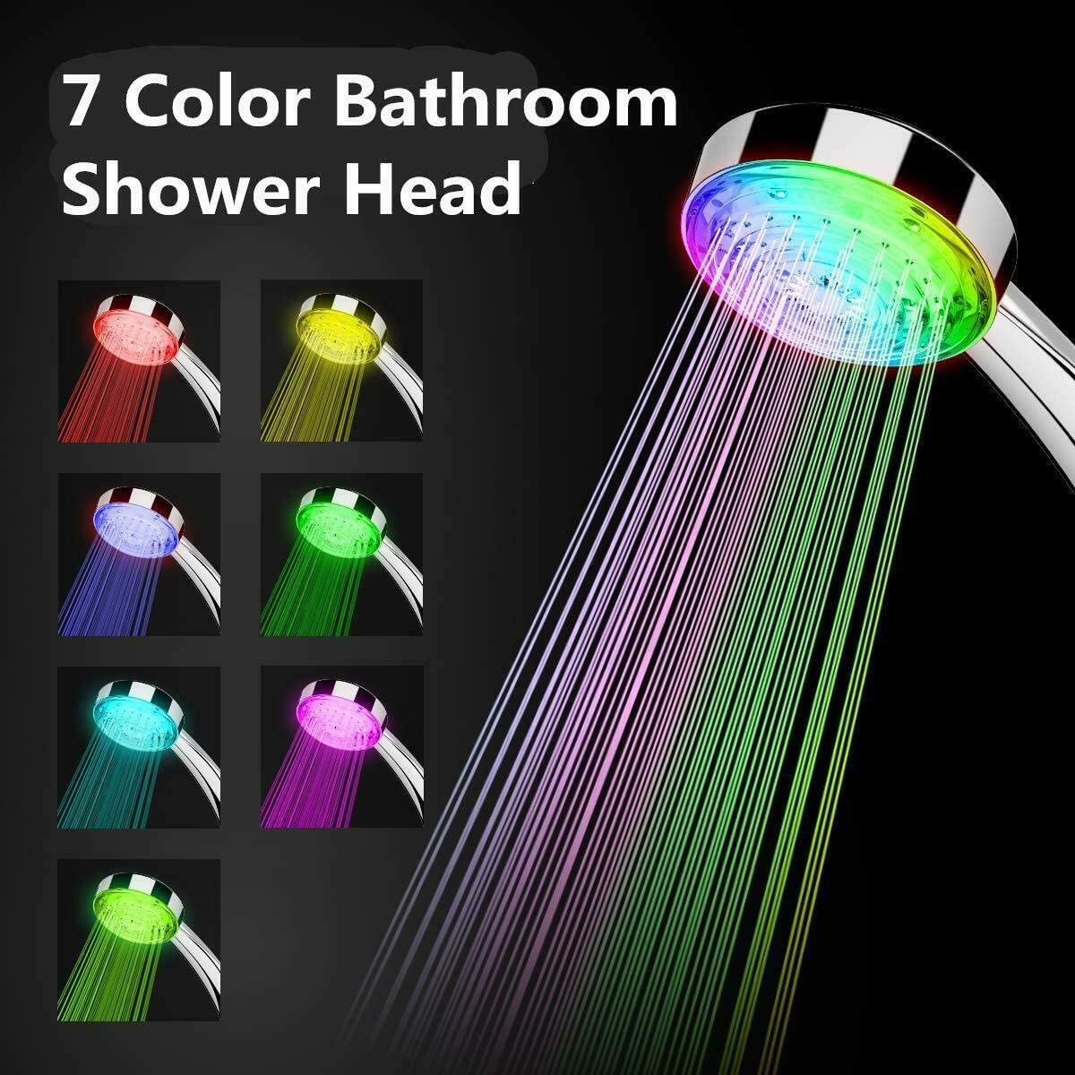 7 Colors Changing LED Shower Head Rainfall Shower Sprayer