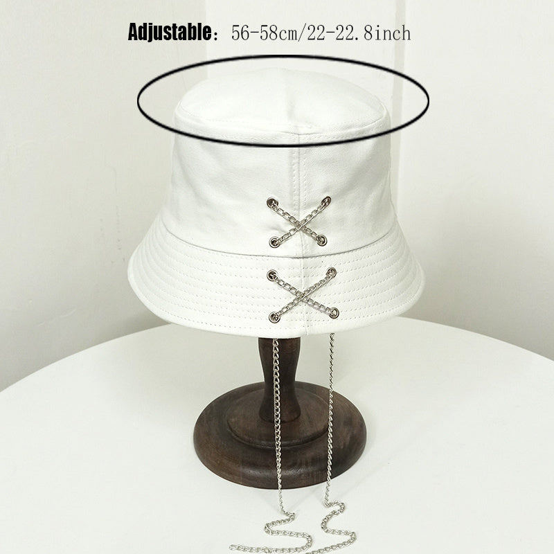 Kpop Metal Tassel Bucket Hat Y2K Streetwear Cap