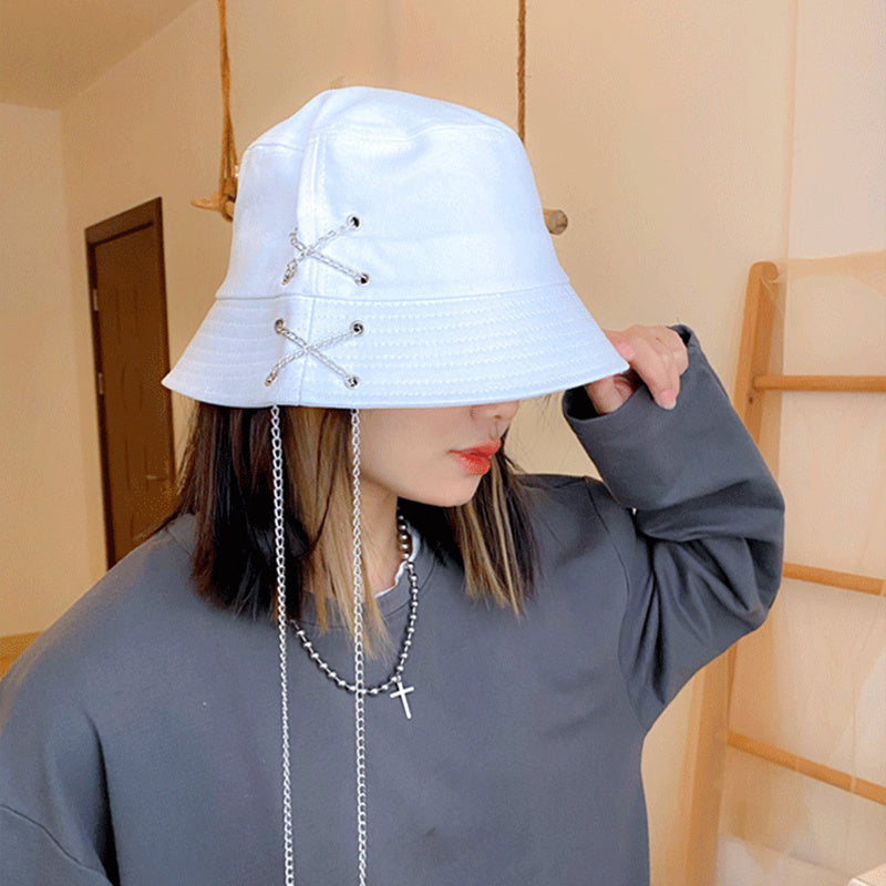 Kpop Metal Tassel Bucket Hat Y2K Streetwear Cap