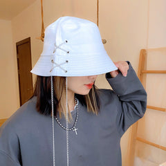 Kpop Metal Tassel Bucket Hat Y2K Streetwear Cap