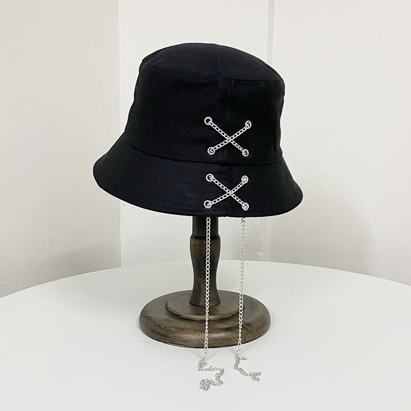 Kpop Metal Tassel Bucket Hat Y2K Streetwear Cap