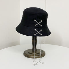 Kpop Metal Tassel Bucket Hat Y2K Streetwear Cap