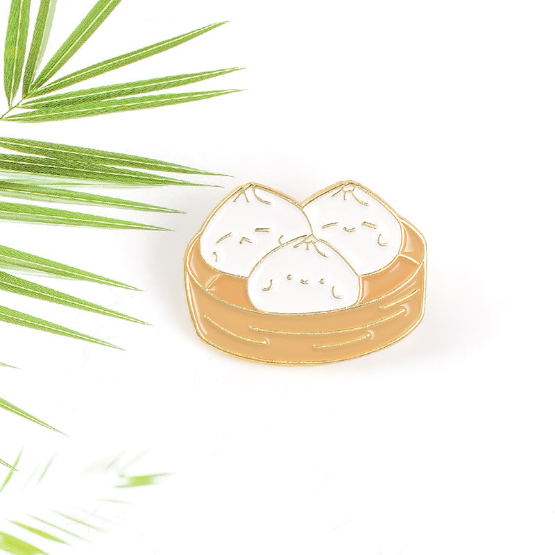 Men's Bun Brooch Traditional Food Pin