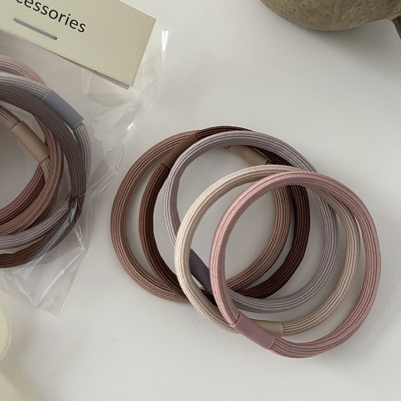 5pcs Solid Hair Tie Ponytail Elastic Rubber Band Hair Accessories