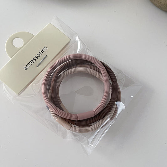 5pcs Solid Hair Tie Ponytail Elastic Rubber Band Hair Accessories
