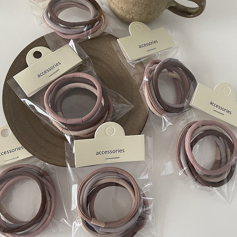 5pcs Solid Hair Tie Ponytail Elastic Rubber Band Hair Accessories