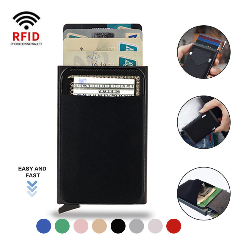 Slim Rfid Smart Credit Card Holder Case Metal Men Wallets Pop Up Minimalist