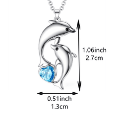 Dolphin Necklace Heart Zircon Pendant Engagement Necklace