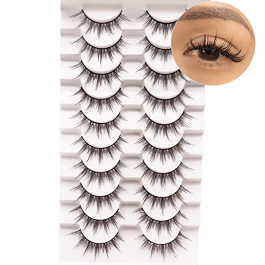 10 Pairs Fluffy Faux Mink Natural Look False Eyelashes 6D75