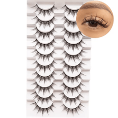 10 Pairs Fluffy Faux Mink Natural Look False Eyelashes 6D75