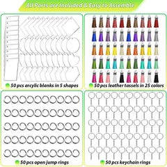 200pcs Vinyl Blank Keychains Pendant Set Acrylic Keychain Blanks