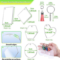 200pcs Vinyl Blank Keychains Pendant Set Acrylic Keychain Blanks