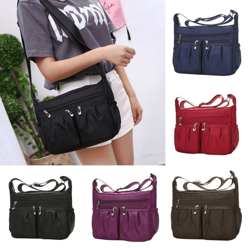 Nylon Crossbody Bag Ruched Shoulder Bag Women's Pocket Purse