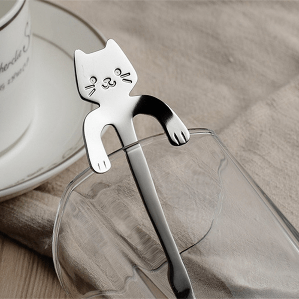 Cat Shaped Stainless Steel Coffee Spoon for Desserts Snacks Ice Cream