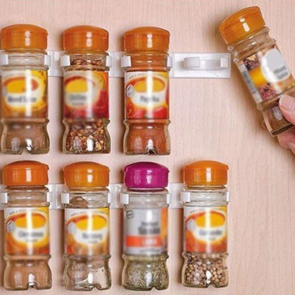 Wall Mounted Spice Jar Rack Holder Organizer Storage Seasoning Jar