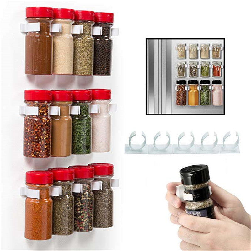 Wall Mounted Spice Jar Rack Holder Organizer Storage Seasoning Jar