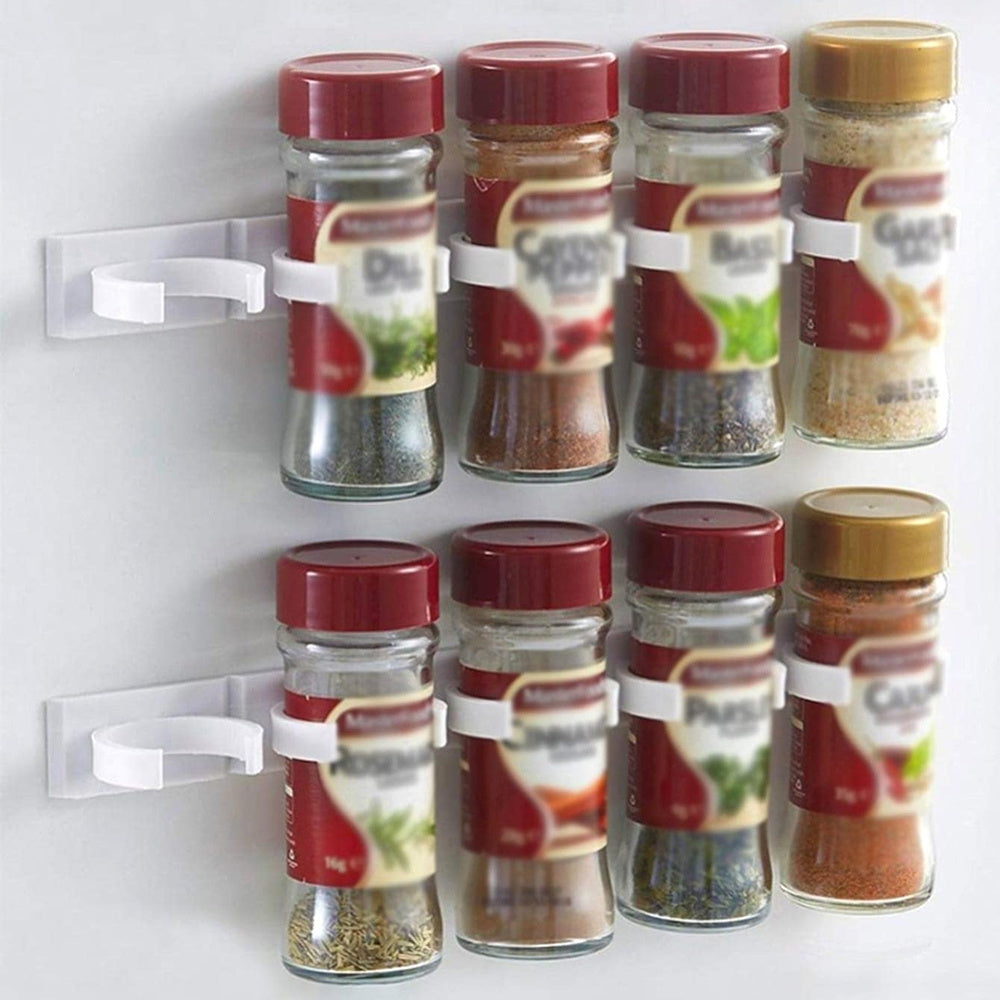 Wall Mounted Spice Jar Rack Holder Organizer Storage Seasoning Jar