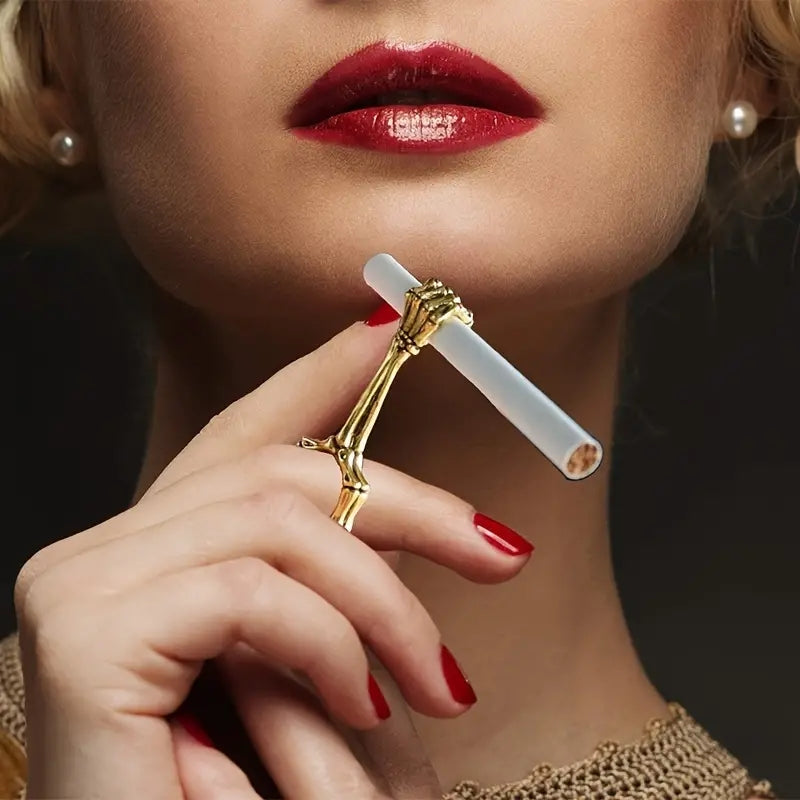 Hand Bone Smoking Ring Cigarette Holder Thick Smoke Rack Holder Clip
